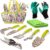 Garden Tool Set 9 Piece Heavy Duty Aluminum Gardening Hand Tools Kit Cute Gardening Supplies with Non-Slip Rubber Grip Gift for Women/Parent