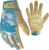 DIGZ 7607-23 High Performance Women’s Gardening Gloves, Work Gloves with Touchscreen Compatible Fingertips, Blue Leaves Pattern, Large