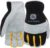 John Deere Split Cowhide Palm Gloves – Yellow/Grey/Black, Large Spandex Back Gloves with Shirred Elastic Wrists