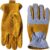 MidWest Gloves & Gear 188PER-9-AZ-6 Ladies Suede Glove, 9, Gold Leather with Periwinkle Spandex